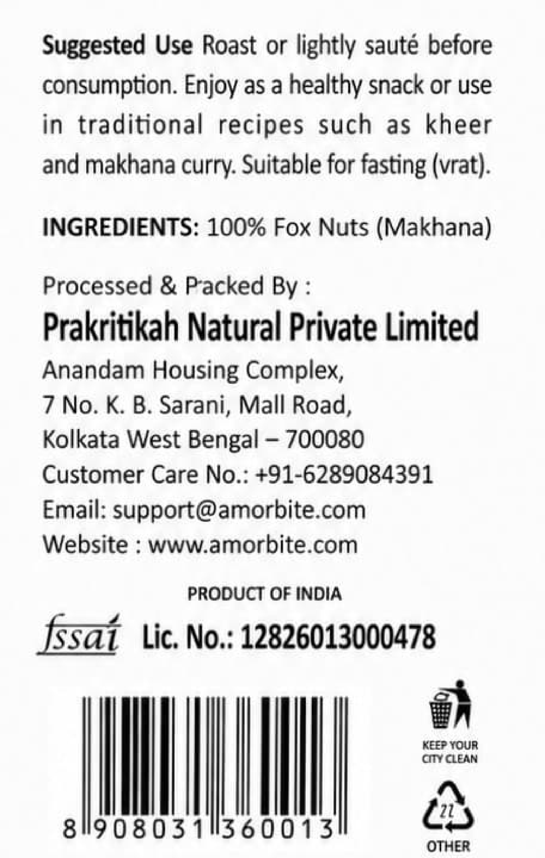 Amor Bite Makhana Fox Nuts, 100g